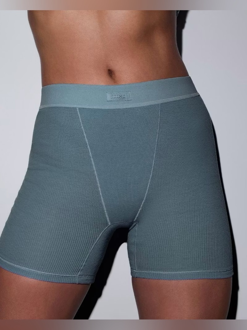 New! Skims Cotton Ribbed Boxers in Kyanite - Size XXS
